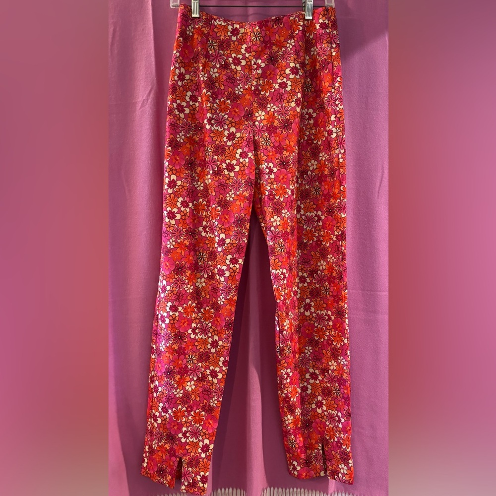 Lucia Lakken Floral Red Women's Pants Size 4